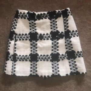 Classic Black & White Check Tweed Mini Skirt
